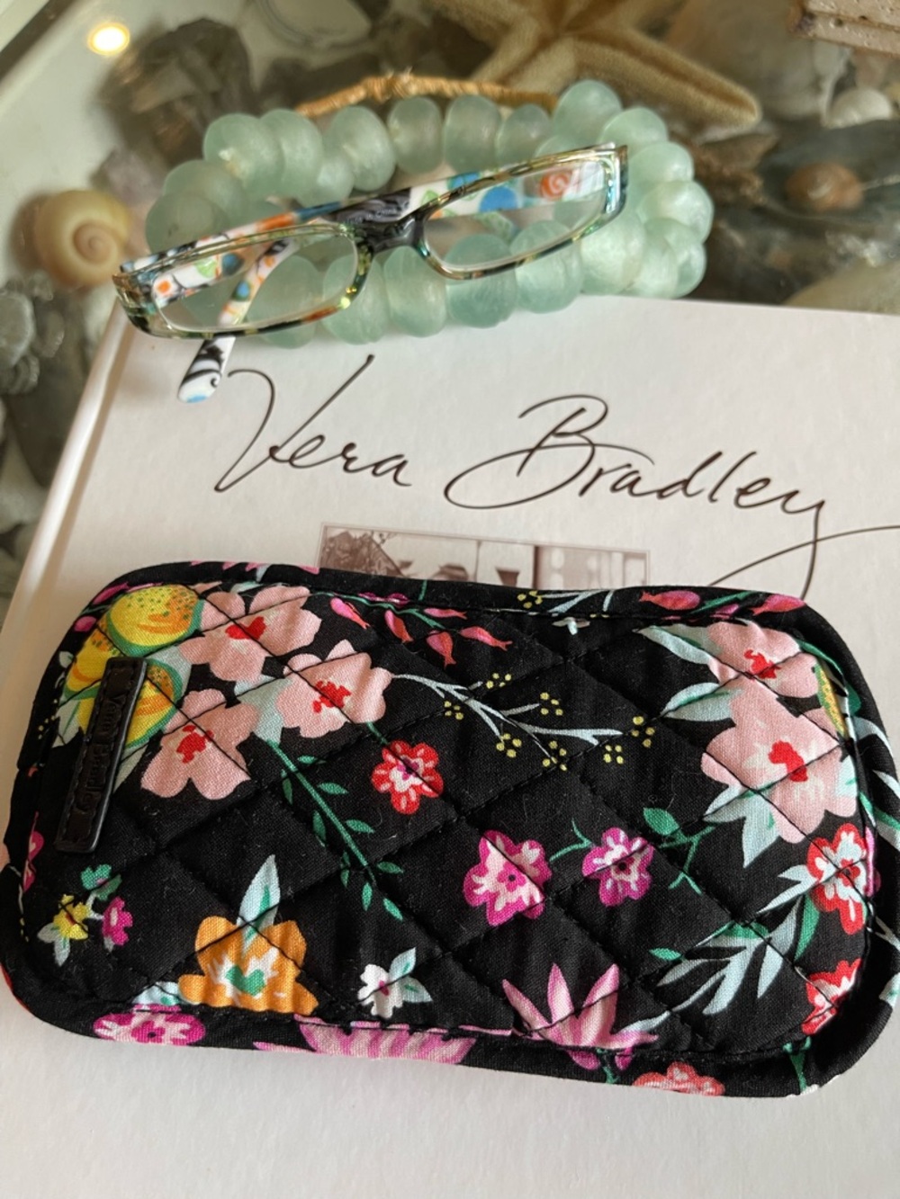 Vera Bradley READERS 1.25 with Black Quilted Floral Eyeglass Case
